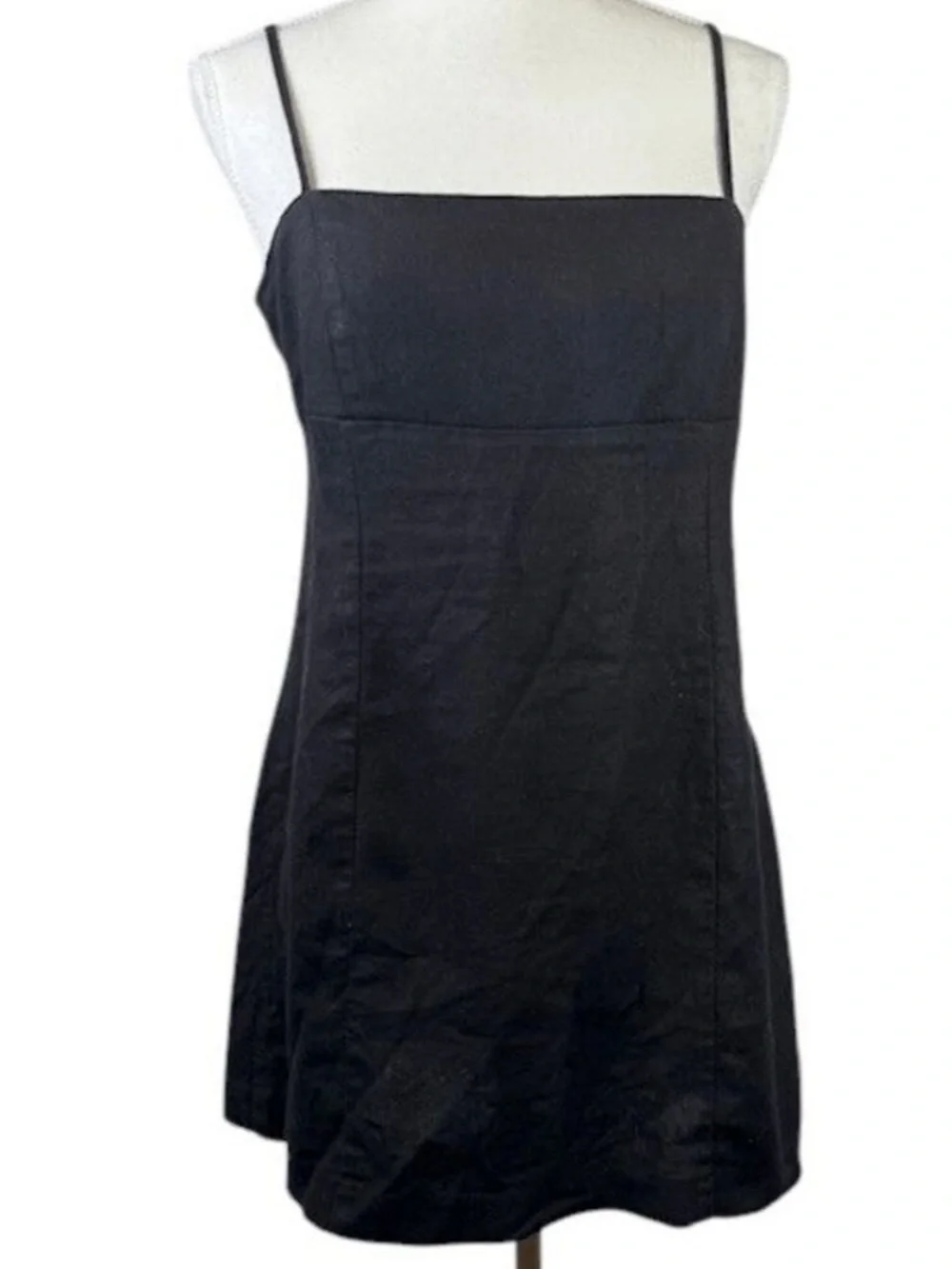 House of Harlow Mini Linen Blend Black Babydoll Dress Summer Party Going Out - Picture 1 of 5